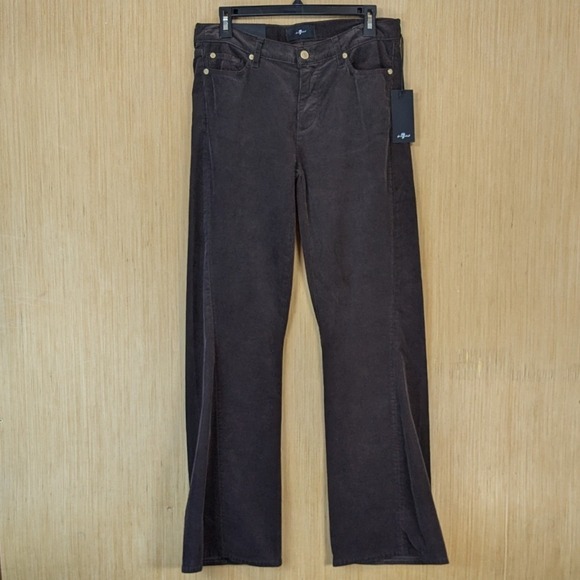 7 For All Mankind Pants - 7 For All Mankind Dojo Tailorless Chocolate Brown Flare Corduroy Pants 30 NWT